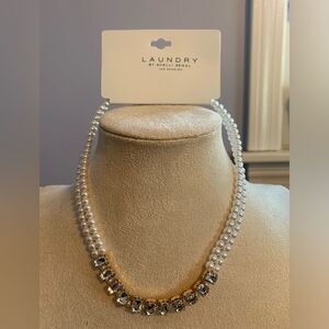 Laundry by Shelli Segal pearl silver layered necklace
